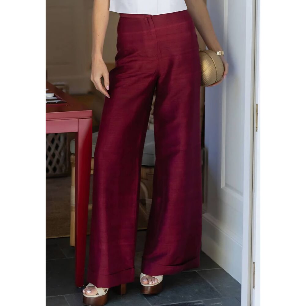 Julia Amory Julia wide leg silk  Pants in maroon sz XS